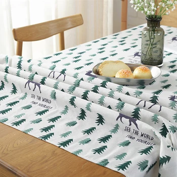 

Elk Christmas Tree Tablecloth Christmas Party Table Decoration Washable Table Cover 1