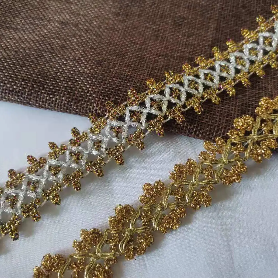 

1Yards Gold Lace Fabric Applique Curtain Lace Trim 2.9cm Ribbon Guipure Laces Collar Sewing Trimmings For Clothing dentelle LT32