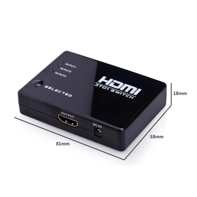 

For PS3 360 Xbox Remote HDMI Switcher HDTV DVD IR Remote Controller 3 in 1 out Port HDMI Switch Switcher HDMI Splitter