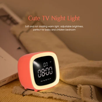 

New Night Light Alarm Clock Digital Clock with Snooze Function Brightness Time/ Date Display Cute Night Lights for Children Room