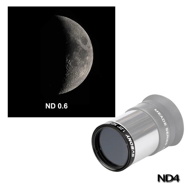 SVBONY SV139 ND4 Фильтр нейтральной плотности SVBONY SV139 1,2" ND4 для окуляра телескопа уменьшает общую яркость поверхности луны - Color: SVBONY SV139 ND4