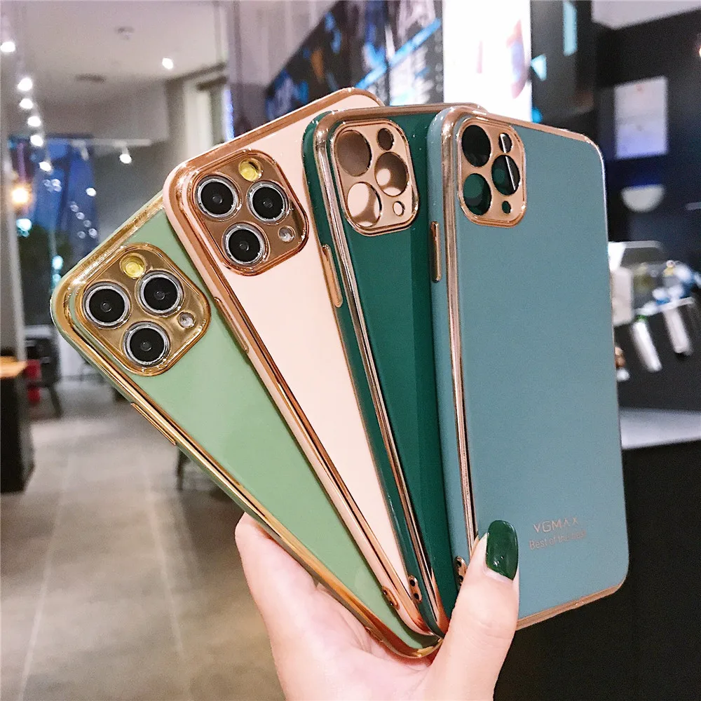 Electroplated Letters Phone Case For iPhone 11 Pro Max XR XS 7 8 Plus 7p X Candy Color Rose Gold Soft TPU Back Cover | Мобильные