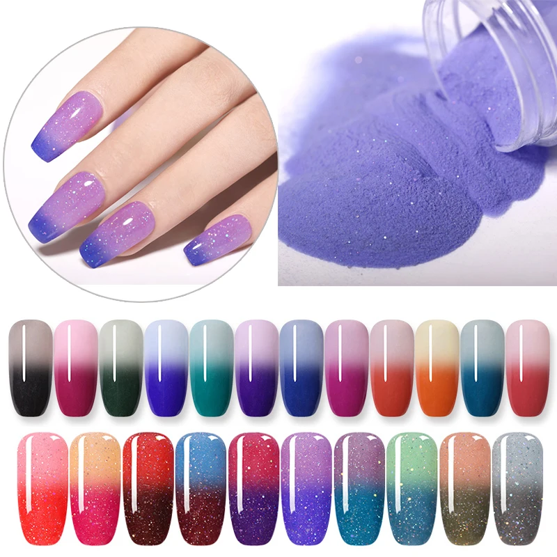 

NICOLE DIARY 10g Dipping Nail Powder Thermal Blinking Glitter Temperature Color Changing Without Lamp Cure Nail Art Decorations