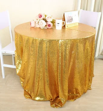Блестящая круглая скатерть с блестками, блестящая скатерть для свадебного банкета, украшения стола - Цвет: Золотой