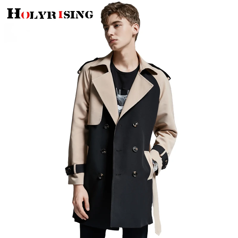 Holyrising мужской Тренч британский стиль классический Тренч куртка двубортный пиджак мужской S-6xL модная верхняя одежда 18986