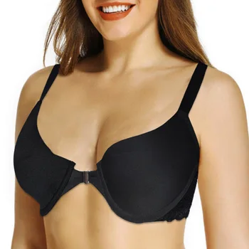 

Plus Size Breathable Women Front Buckle Lace Vest Back Lingerie Underwire Bra Sexy Underwear Bralette Tops Size 36-48
