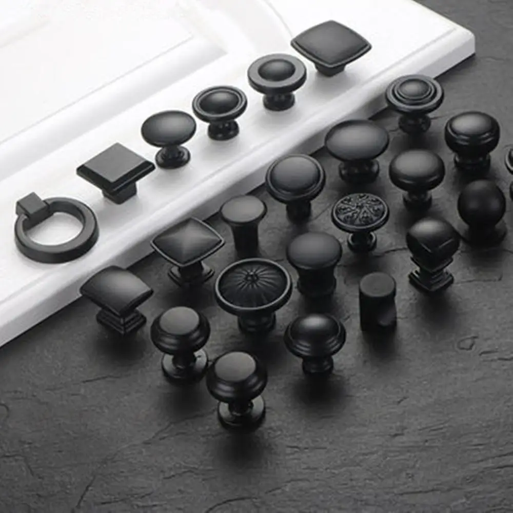 

Drawer handle modern minimalist American cabinet door wardrobe door handle European black cabinet round single hole handle