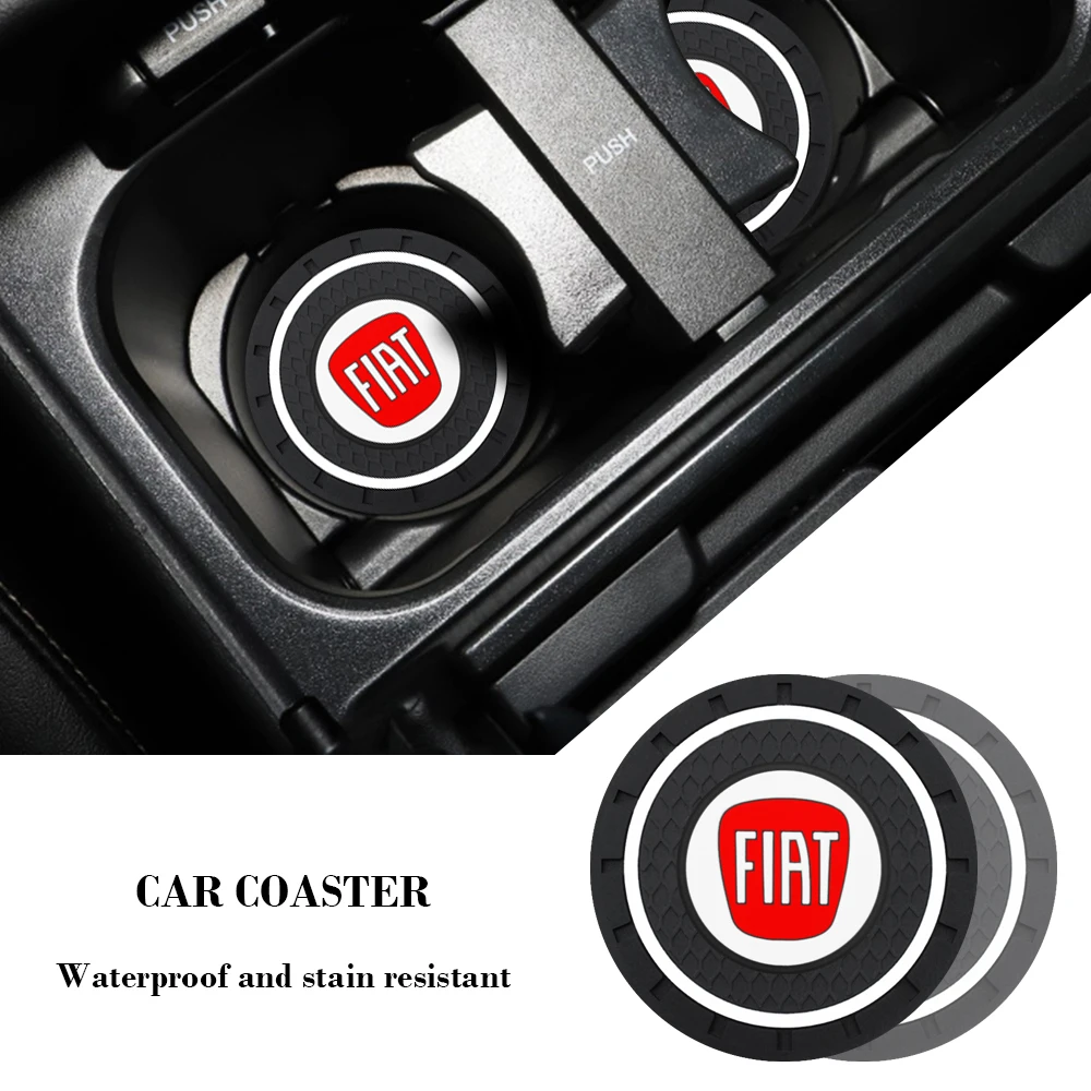 

2Pcs Car Coaster Slot Non-Slip Mat Silicone Epoxy Coaster Car styling For Fiat 500 Punto Stilo Ducato Palio Bravo Doblo Panda Br