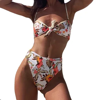 

bikinis 2019 mujer Women Sexy Bandage Bikini Camisole Print Swimwear Beachwear Set women's swimming suit monokini biquinis