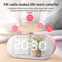 Беспроводной динамик с часами зеркальный светодиодный двойной Будильник Bluetooth 4,2 бас динамик USB TF AUX fm-радио Встроенный микрофон динамик