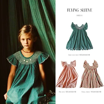 

Pre-sale Ins Hot Girl Dress 2020 Summer New Bonj Same Series Girls Fresh Sweet Dress Flying Sleeve Dress Princess Dress