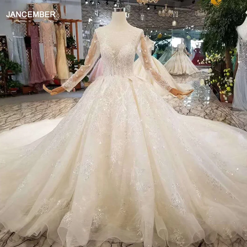 Прозрачное свадебное платье LSS156 иллюзионное красивое с круглым вырезом и