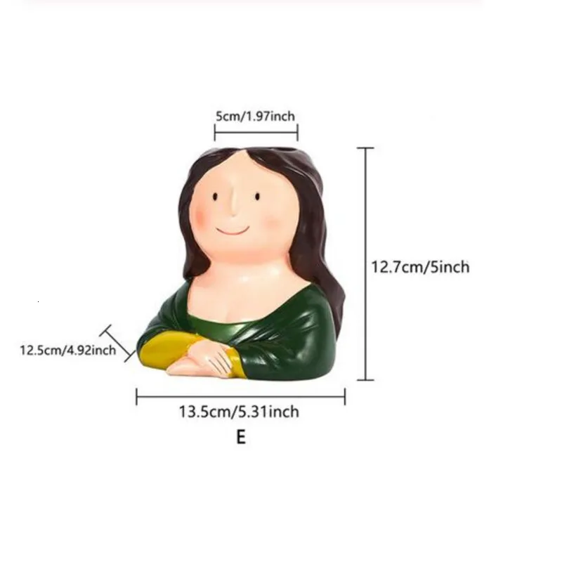Florero de resina personaje de dibujos animados maceta cara humana florero suculento arreglo повязка на голову sala de estar dormitorio