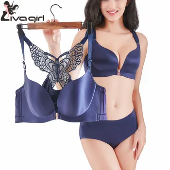 

Hot Sell Women Sexy Bra Push Up Big Size Solid Lace Push Up Full Cup Butterfly Beauty Back Female Soft Breathable Underwear Bras