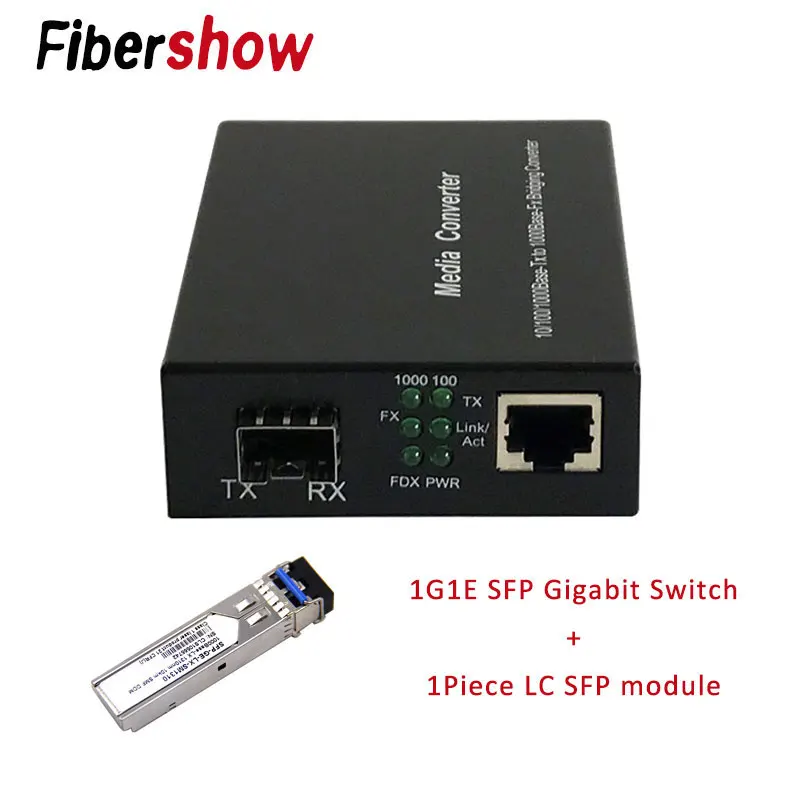 Медиаконвертер 1 порт sfp до 1 rj45 ГБ, Оптический ethernet для ip-камеры 10/100/1000 м волоконно-оптический