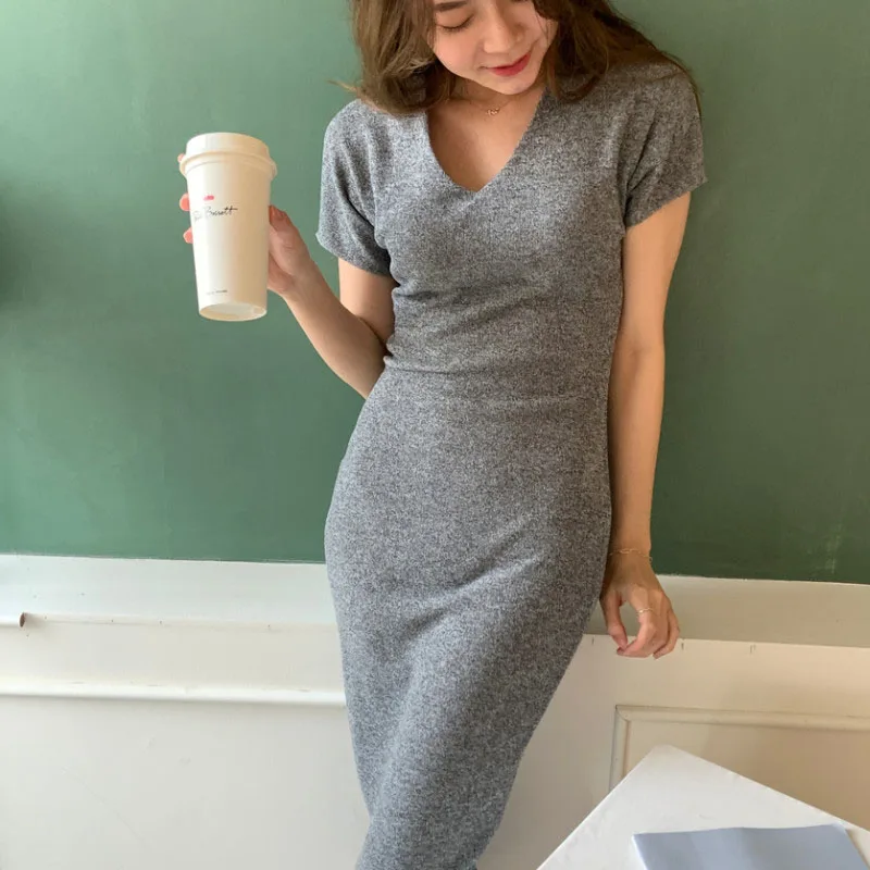 2020 Summer Office Elegance Sexy V-Neck White Dress Woman Vintage Beach Boho Party Bodycon Dresses