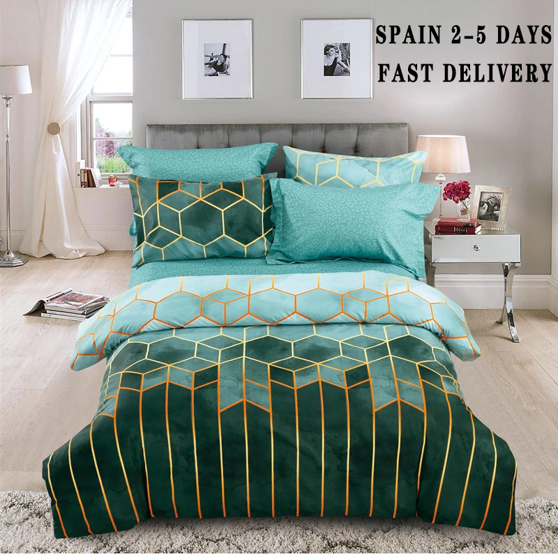 Verlammen Oh jee Kostuum Streep Plaid Gilt Dekbedovertrek Nordic Geometrische Beddengoed Sets Koning  240X220 Dekbed Covers Kussensloop Beddengoed Spanje Snelle Levering -  AliExpress