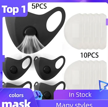 

5pcs Face Masks Dust Proof Haze Face Pm2.5 Mouth Muffle With 10 Pcs Filter Replacement Reusable Mouth Mask Filter Mascarar