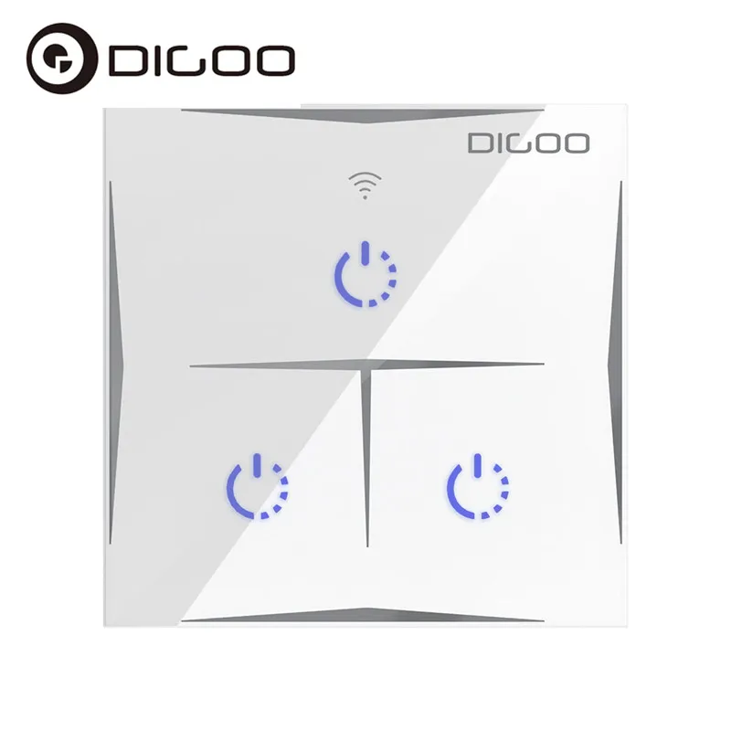 DIGOO DG-S601 1800 Вт ЕС AC100V-240V умный wifi настенный сенсорный выключатель 3 банды стеклянная панель Пульт дистанционного управления с Amazon Alexa Google