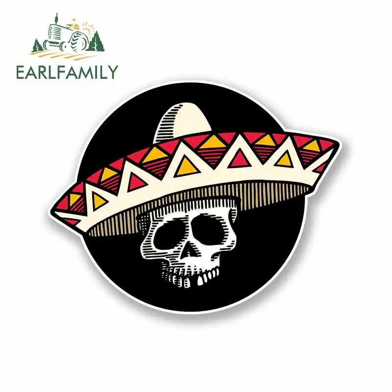 

EARLFAMILY 13cm x 13cm Car Stickers for Mexican Sombrero Day of The Dead Windshield Bumper Truck Bumper Graphics Accessories