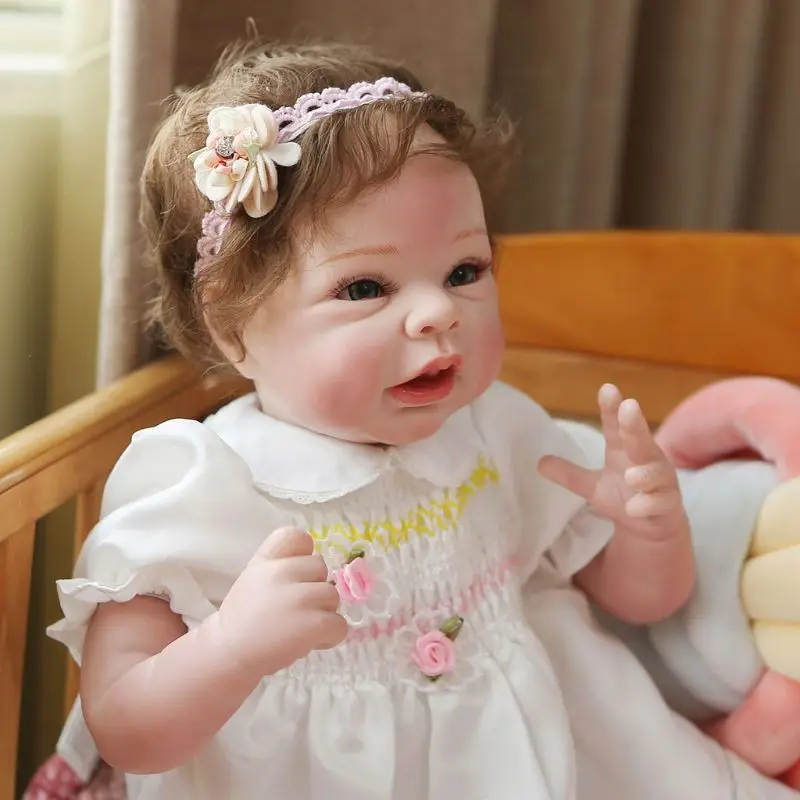 

55cm Realistic Doll Toddler Babies Lifelike Curly Hair Princess Girl Play Toy Birthday Christmas Gift