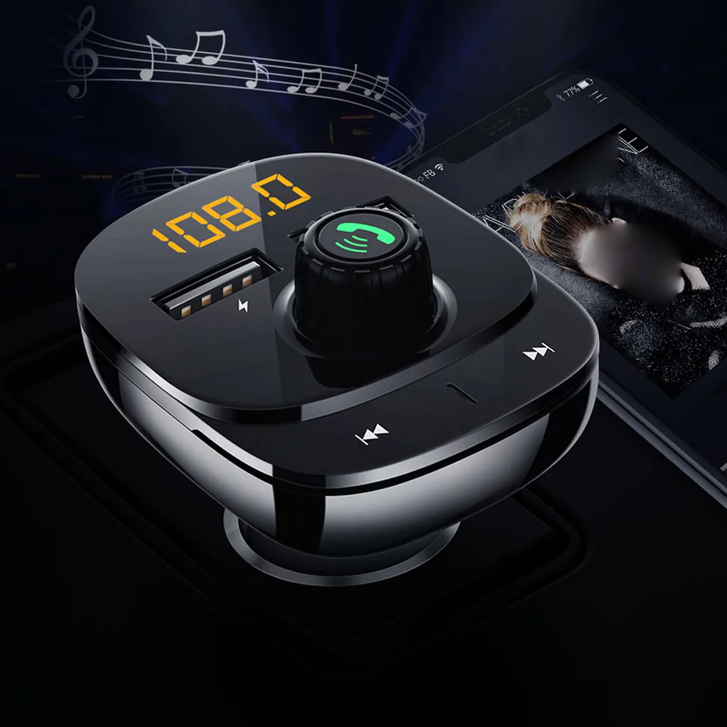 Для BT прикуривателя питания автомобиля FM передатчик MP3-плеер двойной USB зарядное устройство