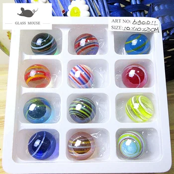 

18mm Handmade Glass Marbles Balls Charms Home Decor accessories for Fish Tank Vase Aquarium game Toys for Kids Children 12PCS