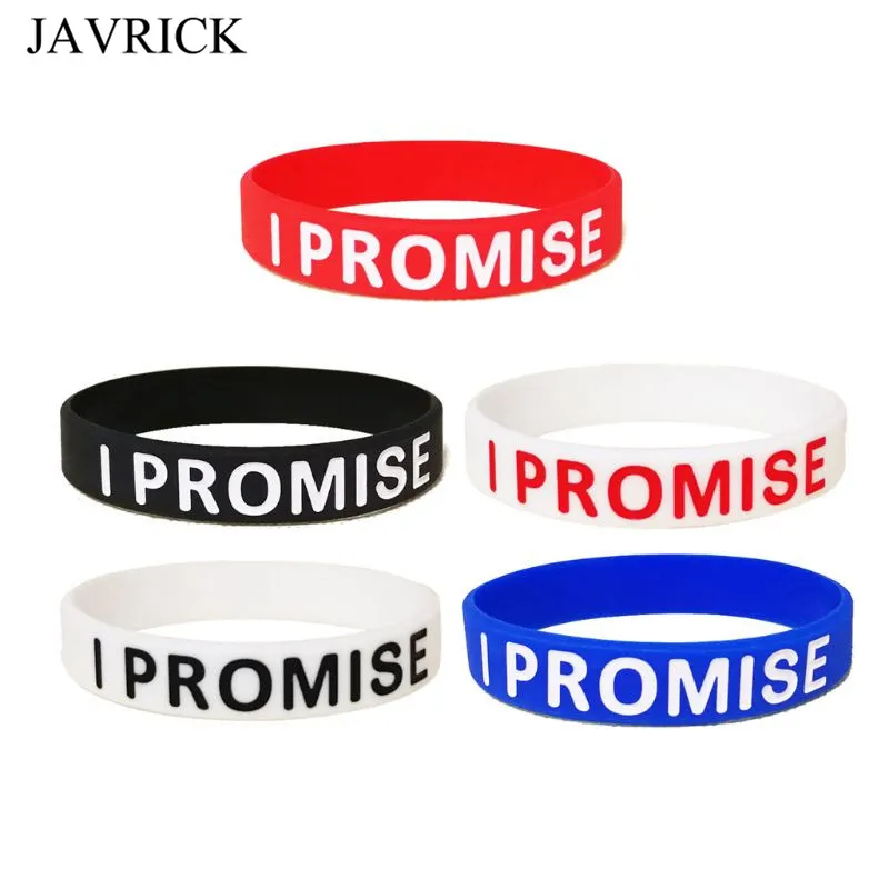 

5Pcs Assorted Colors I Promise Silicone Sports Wristband Bracelets Kit Lovers Matching Set Valentine Gift Unisex Jewelry
