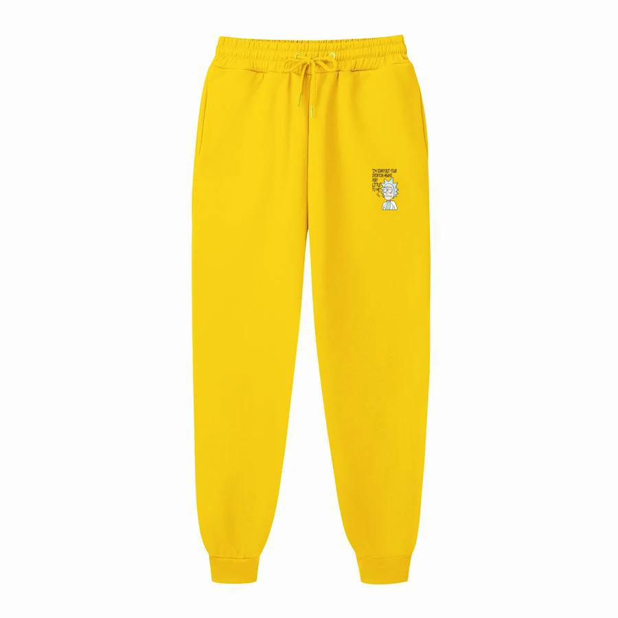 Модные брендовые мужские спортивные штаны, мужские повседневные штаны с принтом Рик Морти, осенне-зимние утепленные мужские брюки, черные, красные, белые - Цвет: Цвет: желтый