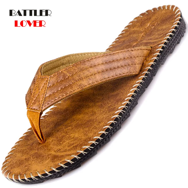 New Arrival Summer Men Flip Flops High Quality Beach Sandals Non-slip Male Slippers Zapatos Hombre Casual Shoes Genuine Leather