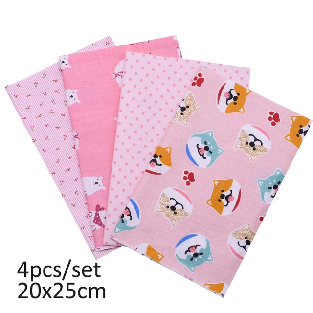 20cmx25cm and 25cmx25cm Cotton Fabric Printed Cloth Sewing Quilting Fabrics for Patchwork Needlework DIY Handmade Material 4pcs 20x25cm