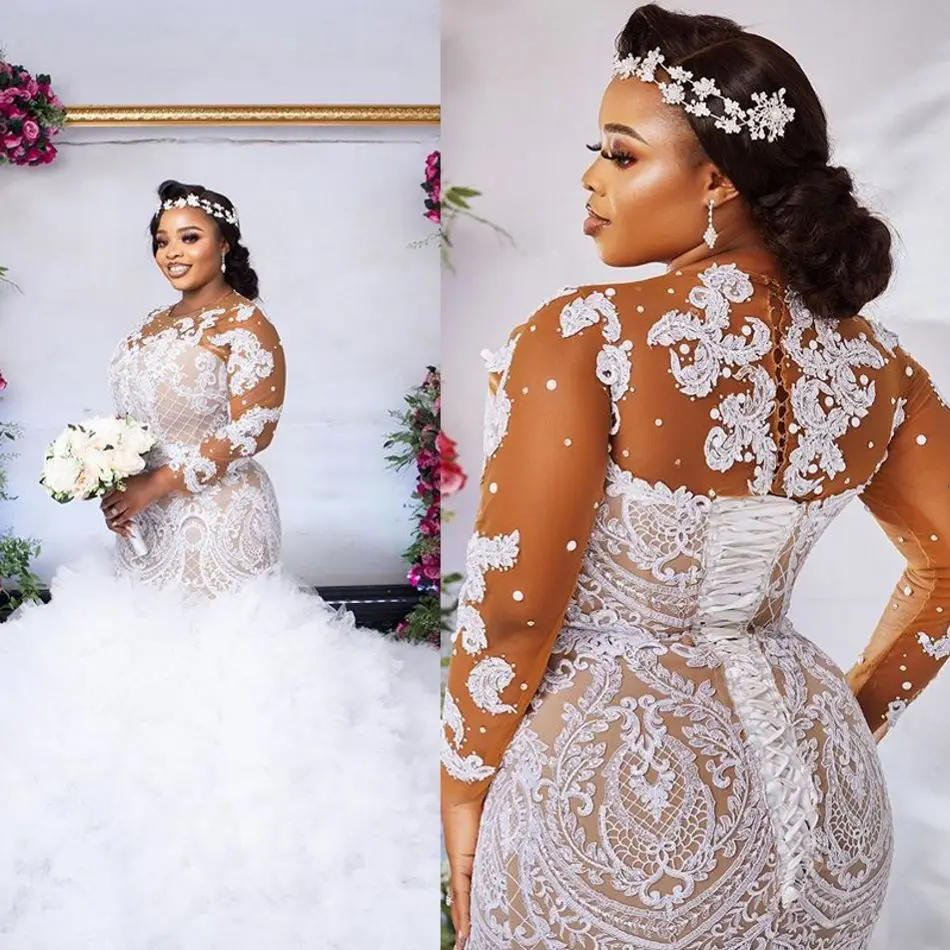 2021 Plus Size Wedding Dresses Lace 
