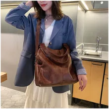 USOUL, винтажные женские сумки, Мягкие Сумки из искусственной кожи, женские сумки-Хобо, сумка на плечо, много карманов, сумки через плечо, женские сумки, черные, коричневые