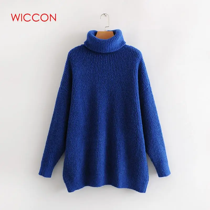 

Women Oversize Basic Knitted Turtleneck Sweater Female Solid Turtleneck Collar Pullovers Warm 2018 New Arrival Elegant Sweaters