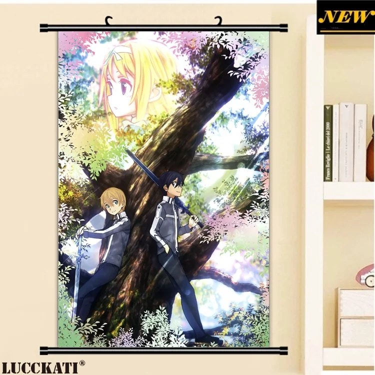 40X60 см Sword art онлайн Sao Asuna Kazuto kirito alice сексуальный леденец пистолет каска мультфильм аниме стены прокрутки холст живопись плакат - Цвет: H