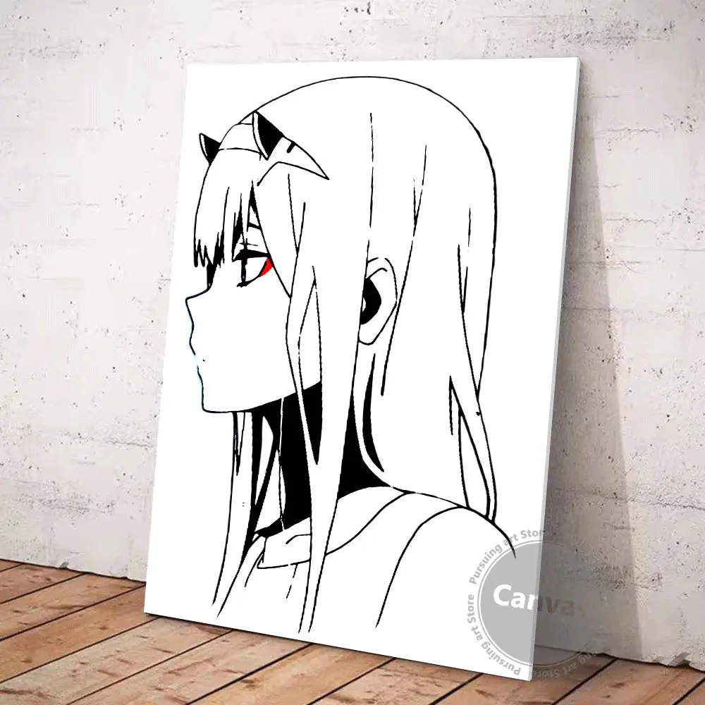 Рисунок на холсте с принтом манги аниме Zero Two Настенный декор картины для