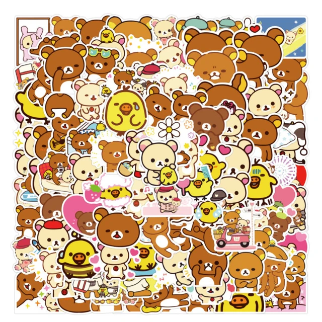 50 pcs/set Kawaii Cartoon Rilakkuma Bear Waterproof PVC Stickers