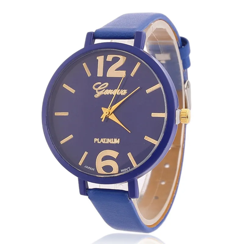

Geneva Candy-Colored Fashion WOMEN'S Watch Geneva Fine Leather Belt-Style with Numbers Surface Quartz Watch Currently Available