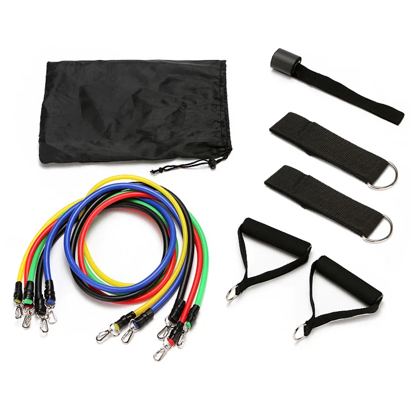 11pcssetPullRopeResistanceBandsFitnessExercisesRubberExpanderElasticLatexTubesBands