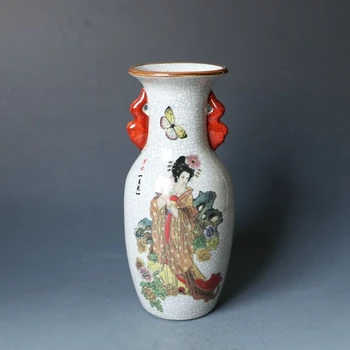 

Beauty Vase Crack Double Ears Imperial Concubine Figure Vase Jingdezhen Porcelain Decorative Bottle Porcelain Ornament