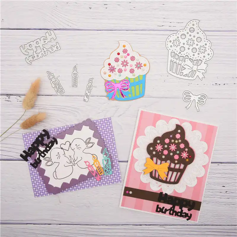 happy Birthday Cake Candle Metal Cutting Dies Stencils Scrapbooking Paper Cards