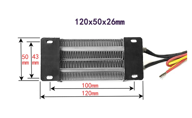 Керамический нагреватель воздуха PTC с постоянной температурой, нагревательный элемент 200 Вт 24 в 120*50