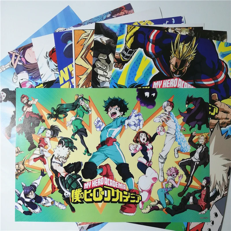 8*(42x29 см) My Hero Academy плакаты аниме плакаты настенные наклейки DEKU BAKUGO Shoto
