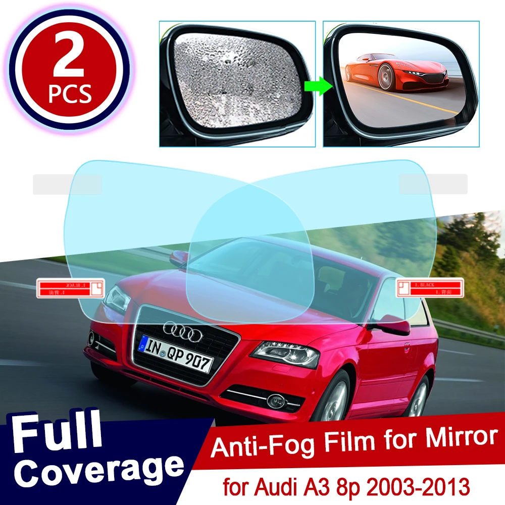 Per Audi A3 8P 2003 ~ 2012 Copertura Completa Anti Fog Pellicola Specchio Retrovisore Antipioggia Fogli Chiaro Morbido Anti-Fog Film Accessori Auto
