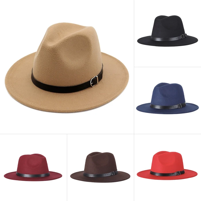 Фетровая фетровая шляпа с широкими полями, широкополая шляпа от солнца, Панама, ковбойская шляпа для пляжа, церкви, унисекс, BHD2