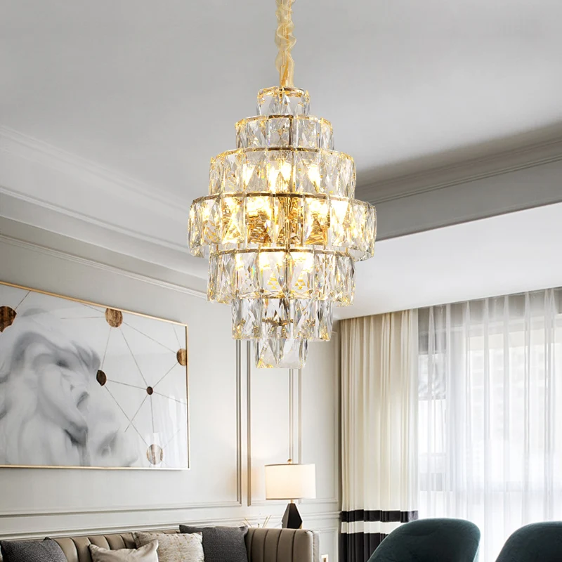 Современный роскошный светодиодный подвесной светильник с кристаллами, для гостиной, виллы, дома, комнатная Подвесная лампа, для ресторана, спальни, креативные светильники