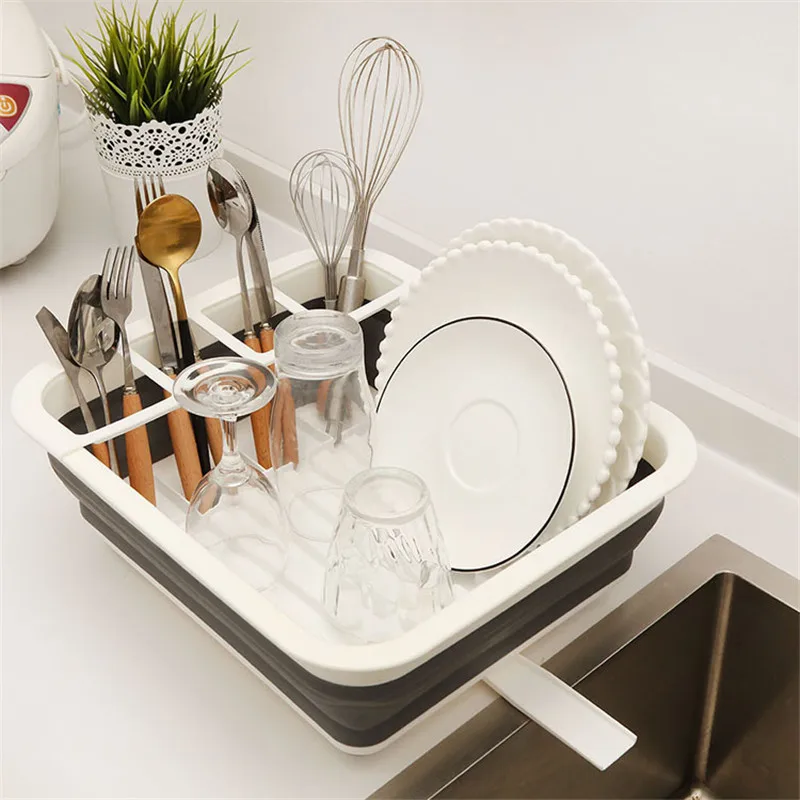 

Foldable Dish Rack Kitchen Storage Holder Drainer Bowl Tableware Plate Dinnerware Organizer Portable Drying Rack Home Shelf