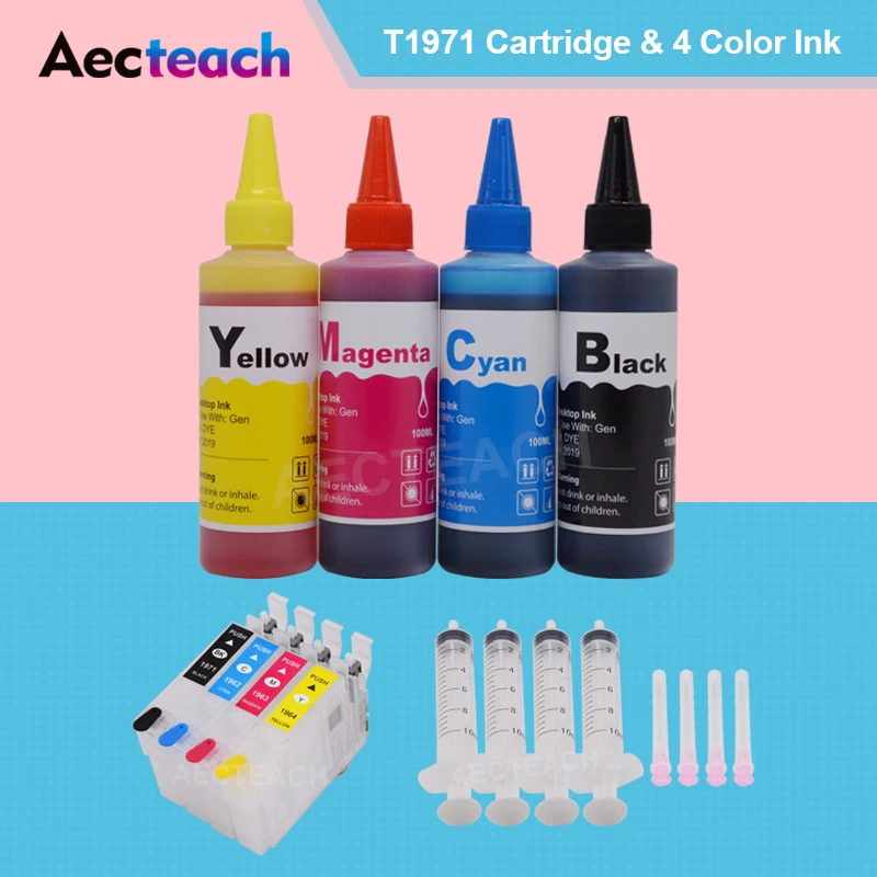 Aecteach T1971 T1962 T1963 T1964 Refillable патрон чернил для принтера Epson выражение XP 101 201 211 401 204