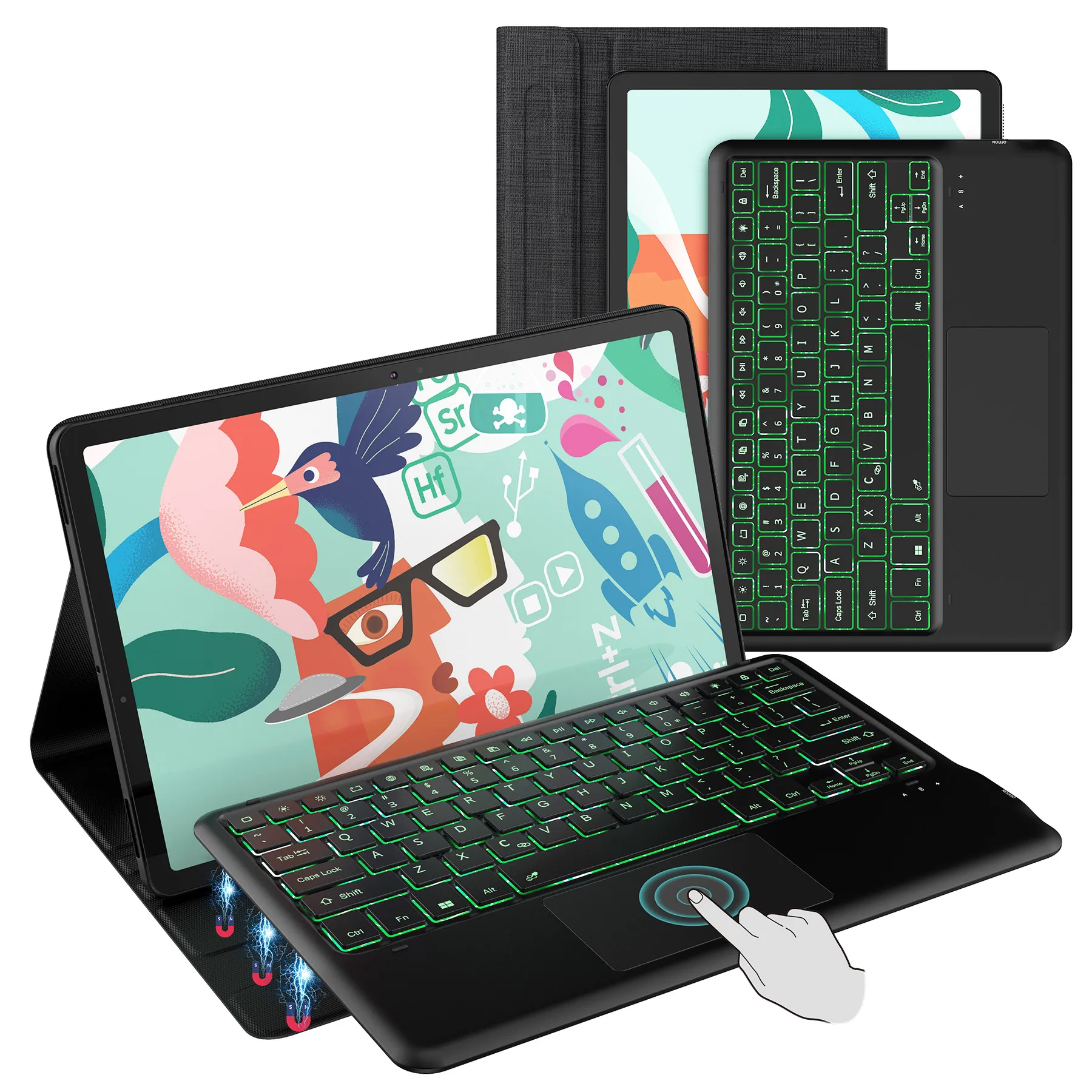 Teclado Retroiluminado para Samsung Galaxy Tab s7 Plus sem Fio Bluetooth Capa de Couro do Plutônio tipo c Teclado para Tab s7 fe s7 Mais Case de