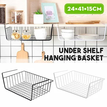 

Under Shelf Storage Kitchen Organizer Mesh Basket Cupboard Cabinet Rack Closet Holder Storage Basket Rack Organizer Home Decor